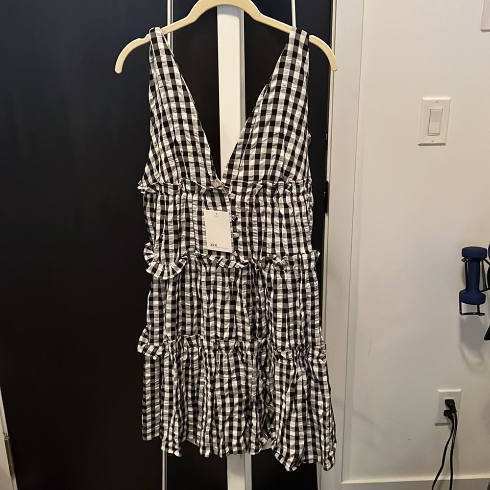 Nwt ASOS black and white gingham mini dress - size 8